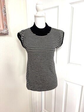Vintage Adolfo Collectibles Mock Turtleneck Sweater Top Size Medium Stripes